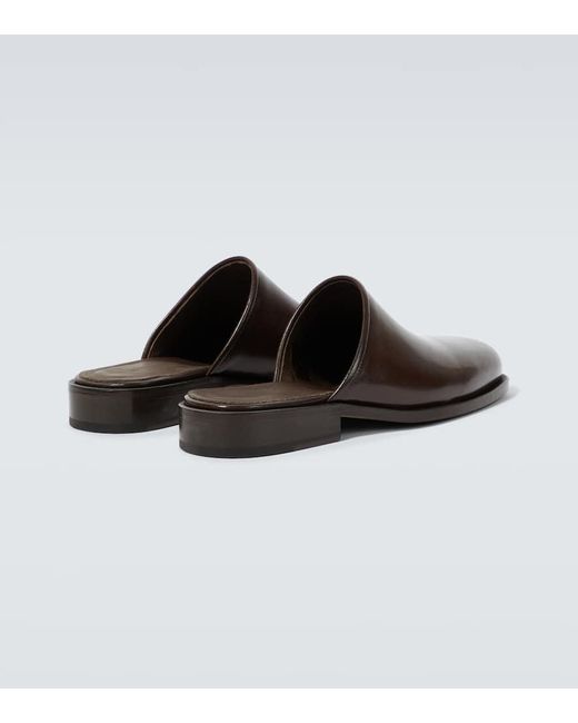 Lemaire Brown Leather Slippers for men