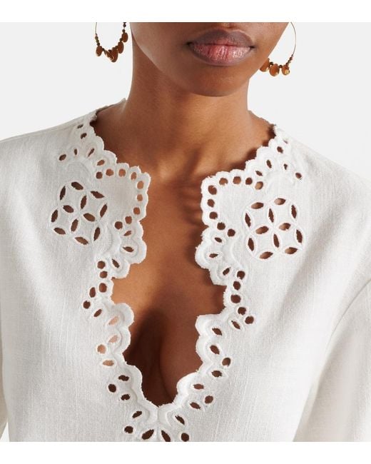 Isabel Marant White Shana Embroidered Cotton Top