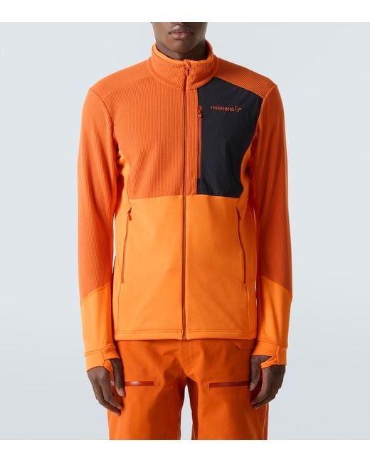 Norrona Orange Lofoten Fleece Jacket for men