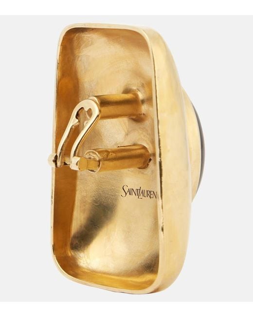 Orecchini A Clip Con Decorazioni di Saint Laurent in Metallic