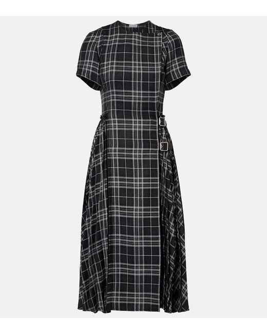 Burberry Black Meryl Checked Midi Dress
