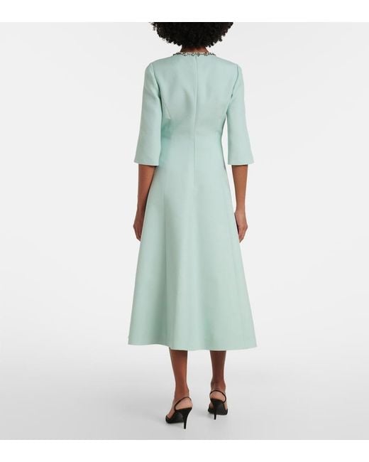 Valentino Green Crepe Couture Embellished Midi Dress