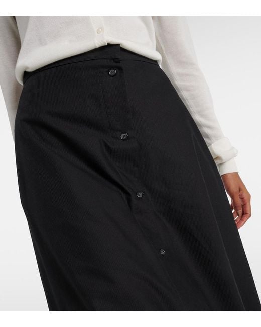 Totême Black High-Rise Cotton Maxi Skirt