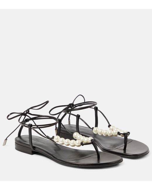 Magda Butrym White Faux-pearl Embellished Leather Sandals