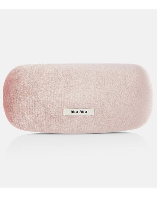 Miu Miu Metallic Logo Rectangular Sunglasses
