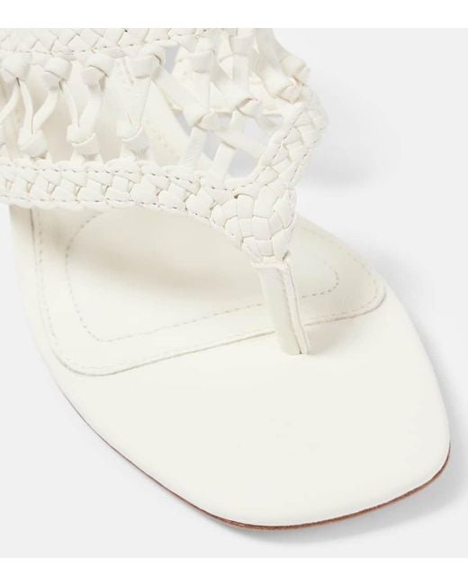 Jonathan Simkhai White Alia Woven Leather Platform Thong Sandals