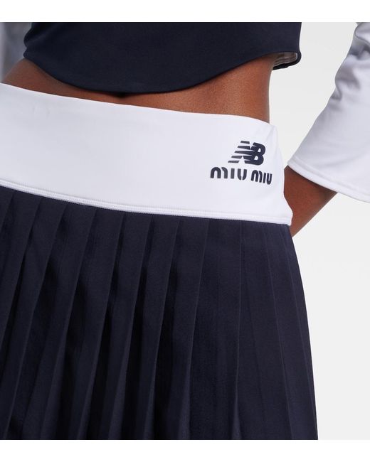 Miu Miu Blue X New Balance Pleated Jersey Miniskirt
