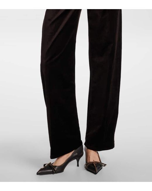 Citizens of Humanity Black Ayla Cotton-Blend Velvet Straight Pants