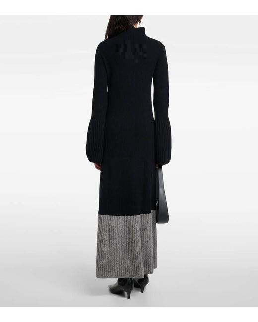 Joseph Black Color Block Wool-blend Maxi Dress