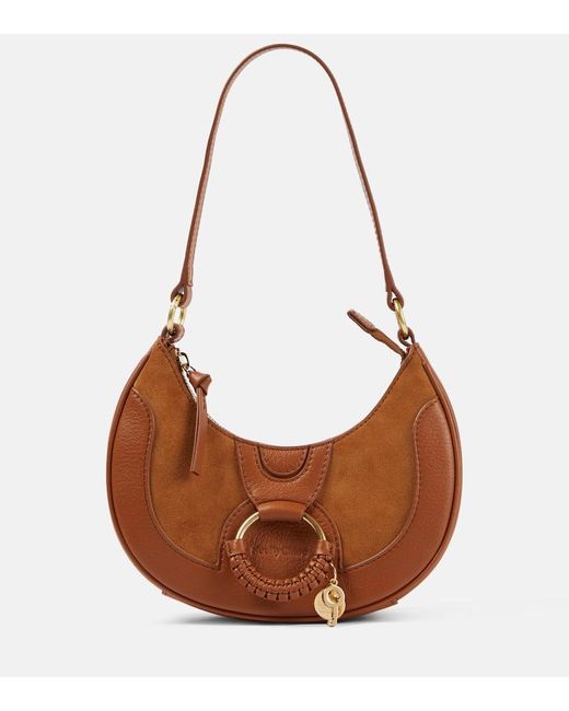 See By Chloé Brown Hana Medium Leather And Suede Shoulder Bag