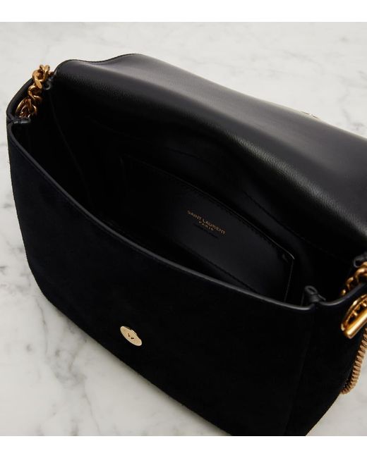 Saint Laurent White Schultertasche Kate Aus Veloursleder