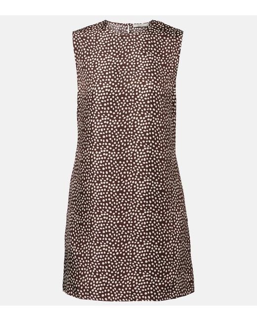 Asceno Brown Sintra Polka-Dot Silk Twill Minidress