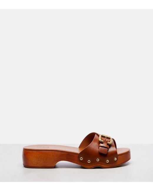 Chloé Brown Jeannette Leather Mules