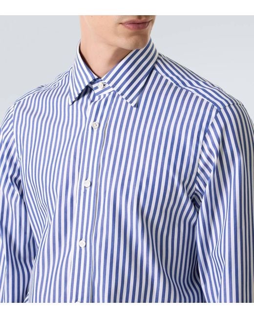 Rubinacci Hemd Aus Baumwollpopeline in Blue für Herren
