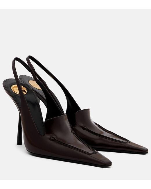Saint Laurent Black Voltaire Leather Slingback Pumps