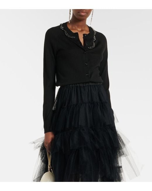 Simone Rocha Blue Embellished Wool And Silk Cardigan