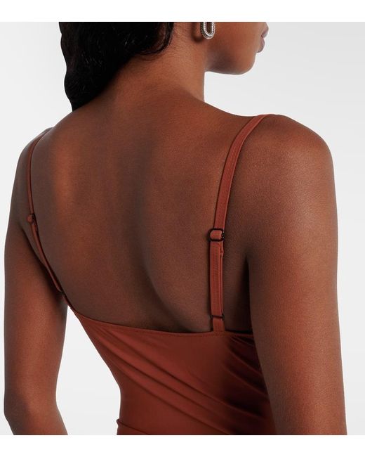 Christopher Esber Red Pierced Orbit Cutout Jersey Minidress
