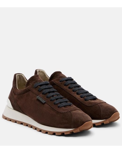 Brunello Cucinelli Brown Monili Suede Sneakers