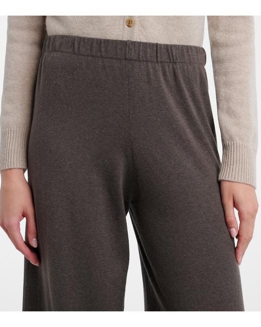 Lisa Yang Gray Aina Cotton And Cashmere Wide-Leg Pants