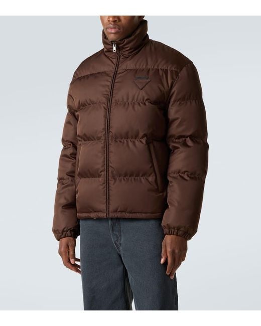 Prada Daunenjacke Aus Re-Nylon in Brown für Herren