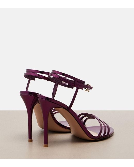 Gianvito Rossi Pink Metallic Leather Sandals