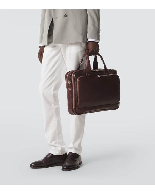 Brunello Cucinelli Brown Leather Briefcase for men