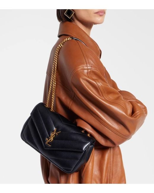 Saint Laurent White Schultertasche Loulou Small Aus Leder