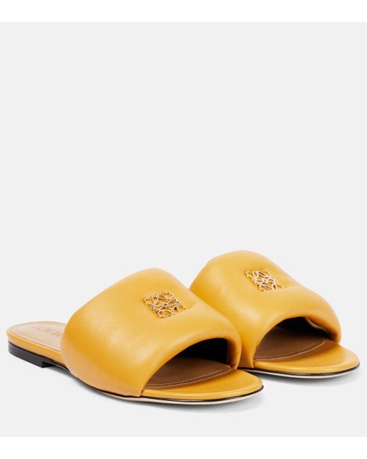 Loewe Anagram Padded Leather Sandals in Yellow Lyst Australia