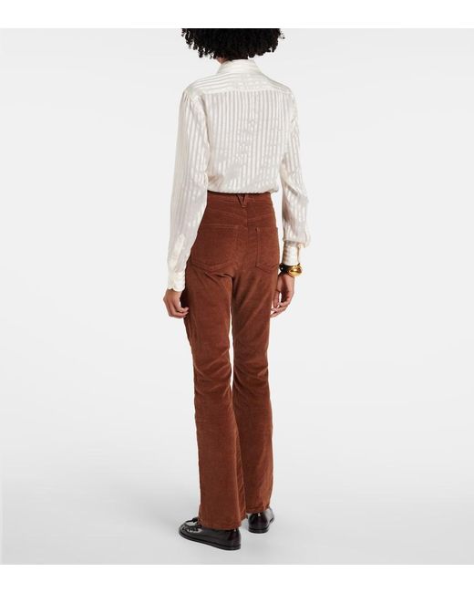 Veronica Beard Brown Cameron Cotton Corduroy Flared Pants