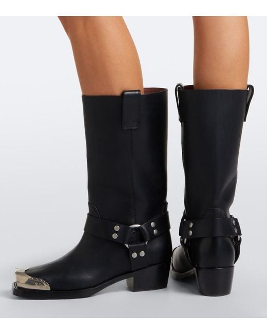 Paris Texas Black Roxy Embellished Leather Biker Boots