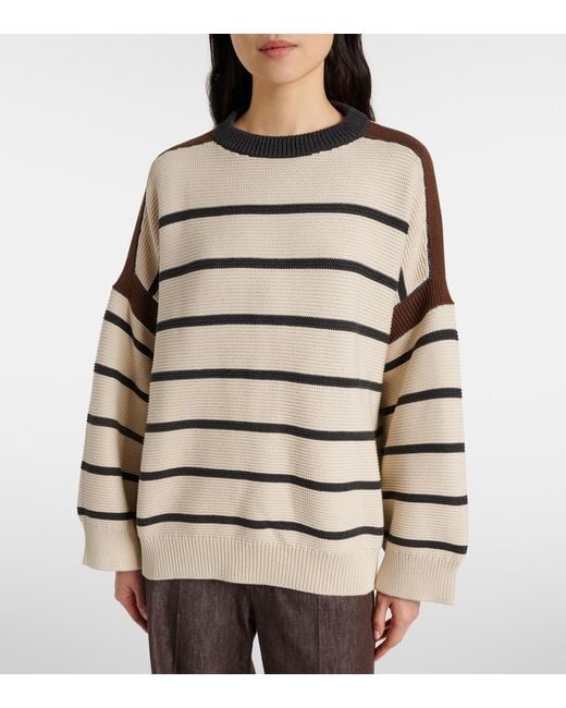 Brunello Cucinelli Natural Striped Cotton Sweater