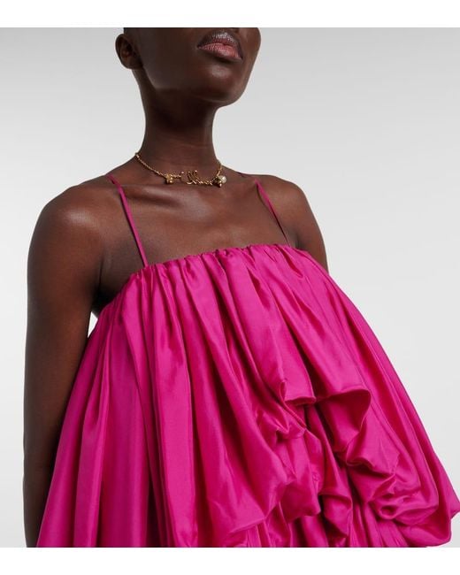 Chloé Pink Gathered Silk Pongee Romper