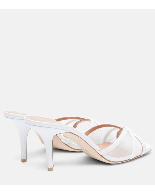 Malone Souliers Natural Perla 70 Leather And Mesh Mules