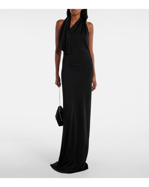 Khaite Black Roza Draped Jersey Gown