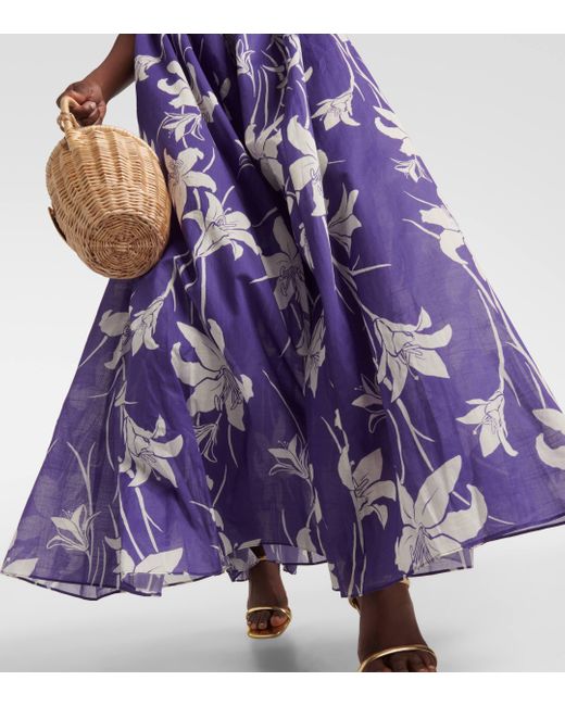 Zimmermann Purple Acadian Floral Cotton Maxi Dress