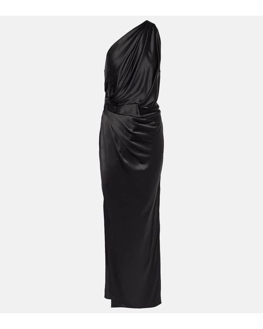 Vestido largo asimetrico de saten de seda The Sei de color Black