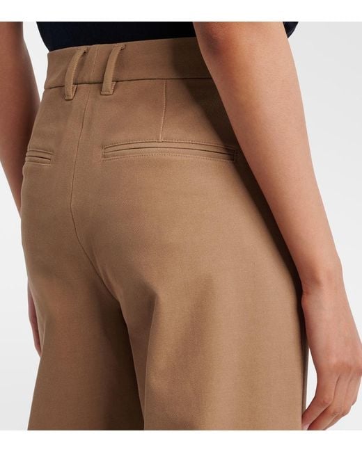 Max Mara Brown Cotton-Blend Wide-Leg Pants