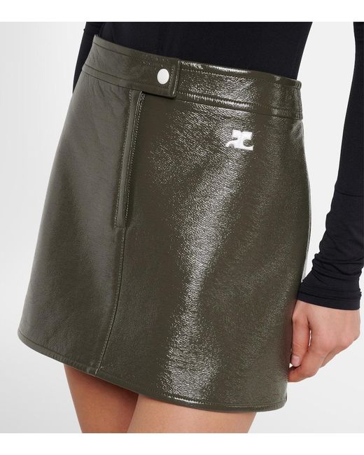 Courreges Green Cotton-Blend Vinyl Miniskirt