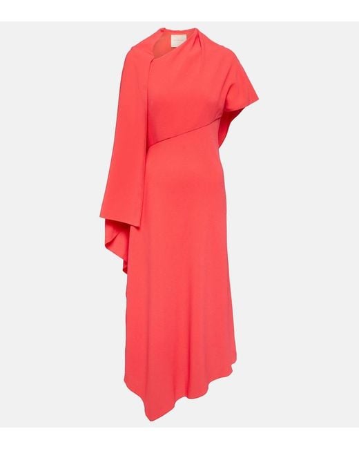 Roksanda Red Pascale Asymmetric Crepe Midi Dress