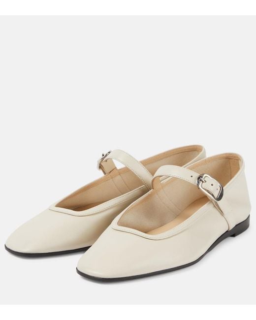 Le Monde Beryl White Leather Mary Jane Ballet Flats