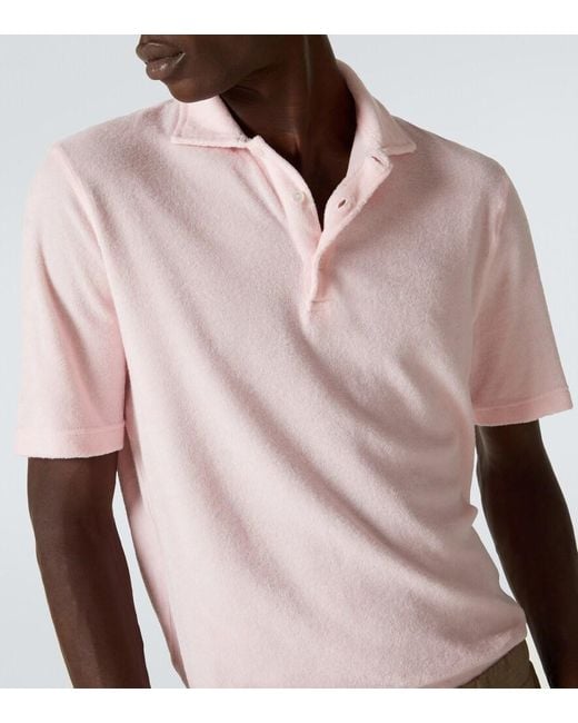 Fedeli Pink Cotton Terry Polo Shirt for men