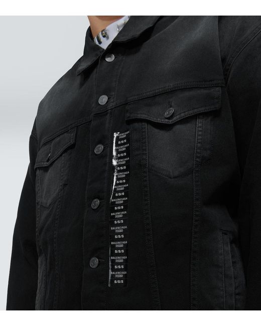 Giacca di jeans oversize Sticker di Balenciaga in Black da Uomo