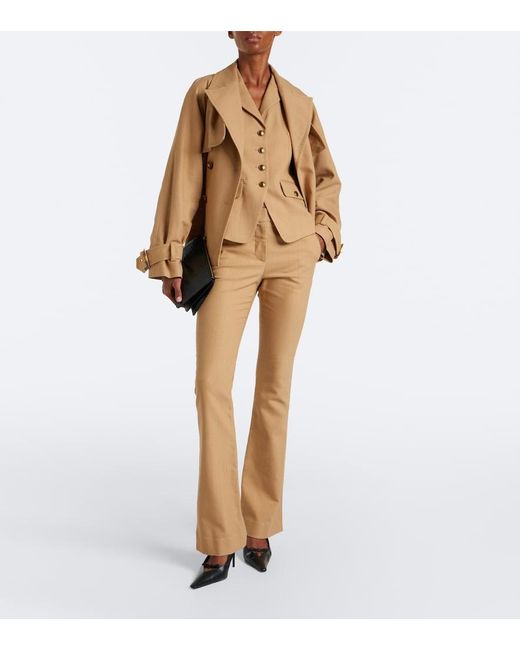 Veronica Beard Natural Corbette Twill Flared Pants