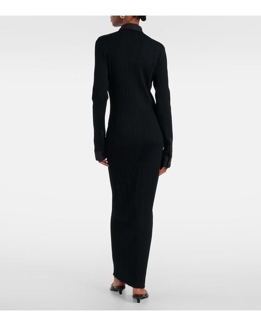 Totême Black Ribbed-Knit Shirt Dress