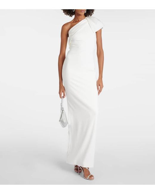 Roland Mouret White Bridal One-shoulder Satin Crepe Gown