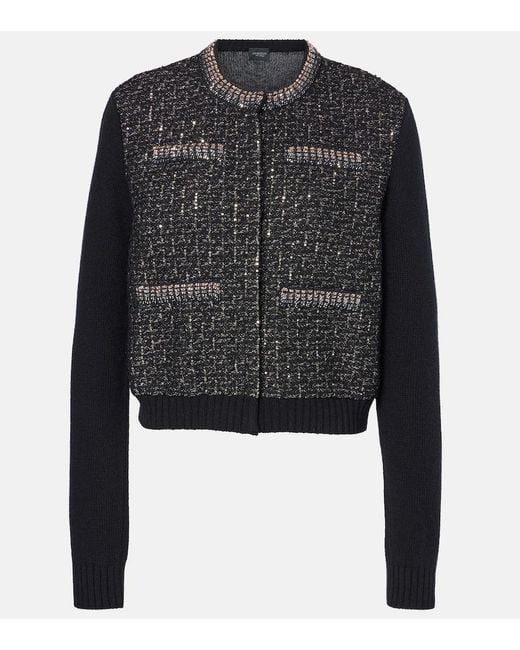 Giambattista Valli Black Sequined Wool Cardigan