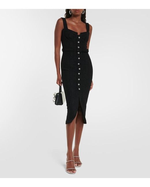 Self-Portrait Black Boucle Midi Dress