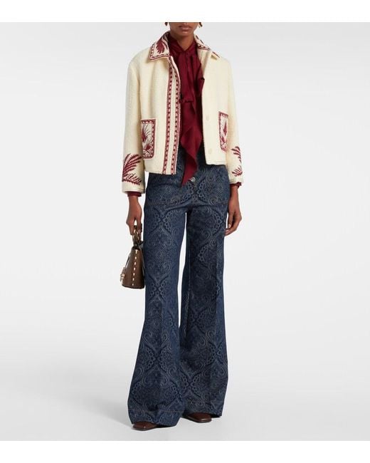 Etro Natural Embroidered Wool Boucle Jacket
