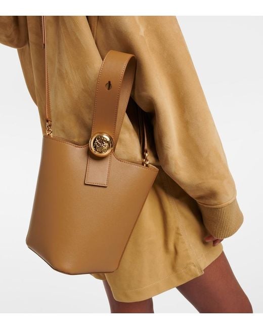 Loewe Brown Pebble Mini Leather Bucket Bag