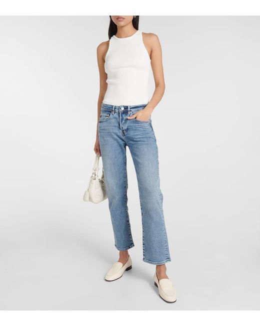 AG Jeans Blue Mid-Rise Straight Jeans American